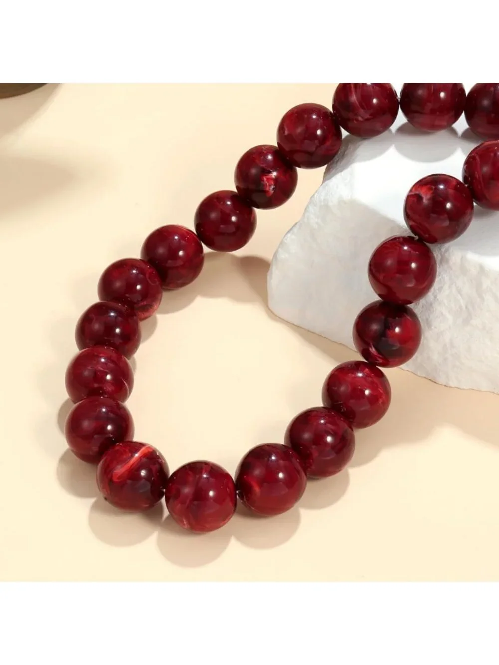Colorful Chunky Beaded Statement Necklace, Cute Boho Y2K Puff Ball Choker